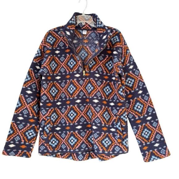 Old Navy Blue Plush Sherpa 1/4 Zip Pullover Fleece Sweatshirt Jacket Large Outdo - Picture 3 of 9